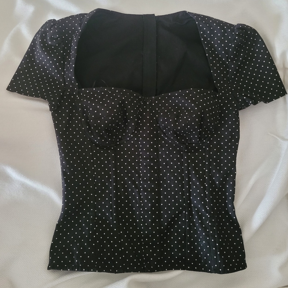 Dolce & Gabbana black, polka dotted corset top size 40 (small)